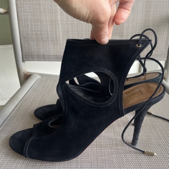 Aquazzura Black Suede Cut Out "Sexy Thing" Heels - Picture 5 of 13